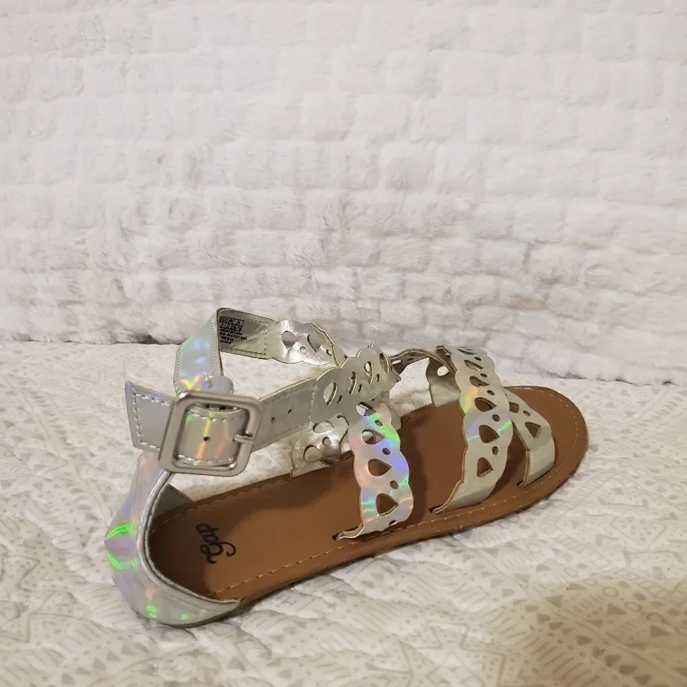 Gap Girls Sandals Size 2 Silver Iridescent Youth